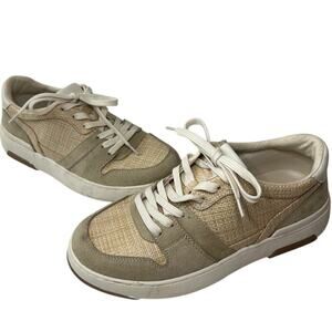 Steven Size 8.5 Tan Woven Raffia Finn Court Sneaker Streetwear Summer Boho Shoe